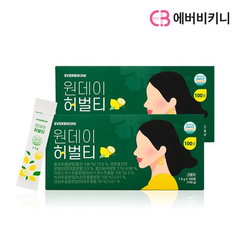 에버비키니 원데이 허벌티 허브차 허브티 홍차, 1.5g, 100개입, 2박스