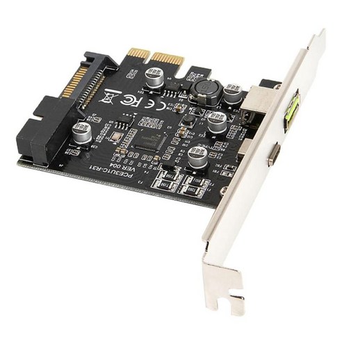 PCI-E-USB 3.1(유형 A + 유형 C) 확장 카드 USB 3.1 고속 내부 15핀 SATA 전원 커넥터 PCIe-USB 2.4A 고속 충전 어댑터, 120x80x18.5mm, 블랙, PCB 보드