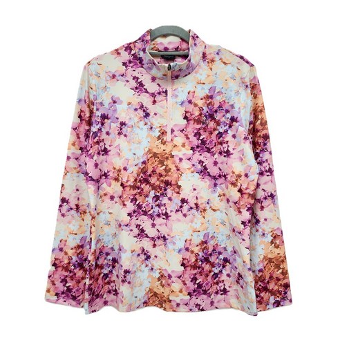 코오롱스포츠 여성용 프린트 긴팔 집업 바이올렛 플라워 아웃도어 등산 티셔츠 JKTBS22142VIO