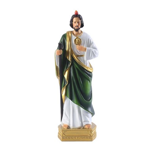 8.5 "작은 거룩한 예수 그림 공예 홈 장식 선물 교회 장식 동상 입상, 녹색, 수지