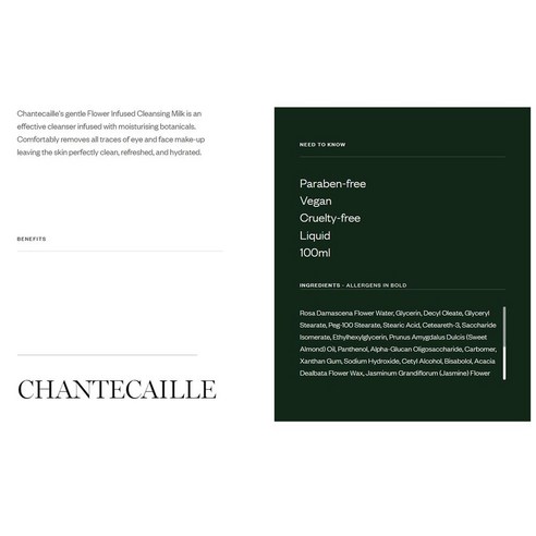 고급스러운 피부 정화를 위한 CHANTECAILLE 플라워 인퓨즈 클렌징 밀크