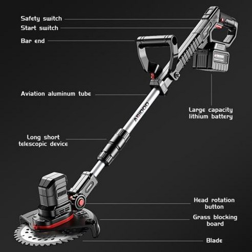 잔디깎기 리튬 이온 잔디 예초기 가정용 소형 제초 기계 충전식 깎기 농업용, 1개 잔디깍기기계