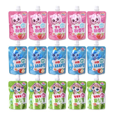 캐치티니핑 음료수 하츄핑 딸기맛 샤샤핑 사과맛 퐁당핑 복숭아맛 3종 어린이음료수, 100ml, 5세트