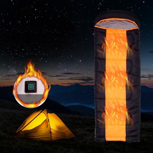 JG USB 온열침낭 발열 고급형 캠핑 백패킹, 블랙&블루, 1개
