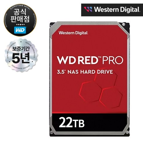 WD RED PRO NAS HDD SATA3 3.5인치 하드디스크 22TB (WD221KFGX), WD221KFGX