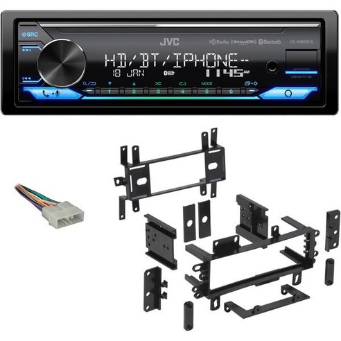 오디오 절약 번들 JVC KDX480BHS 1Din 자동차 스테레오 수신기 포함 블루투스USBXM 준비 Metra 701002 in_Dash 무선 와이어 하네스 995700 i