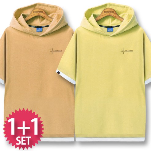 블루포스 프하림 반팔후드티 1+1 세트 [2장 묶음] 오버핏 티셔츠 [국내생산]