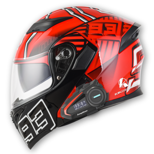 킥커머스 풀페이스 시스템 K20 블루투스 오토바이헬멧, 콜라보레드