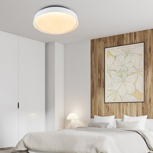 멜리빙 뉴라인 원형 방등 천장등 조명 LED60W+리모컨 삼색변환 삼성칩 플리커프리, 화이트