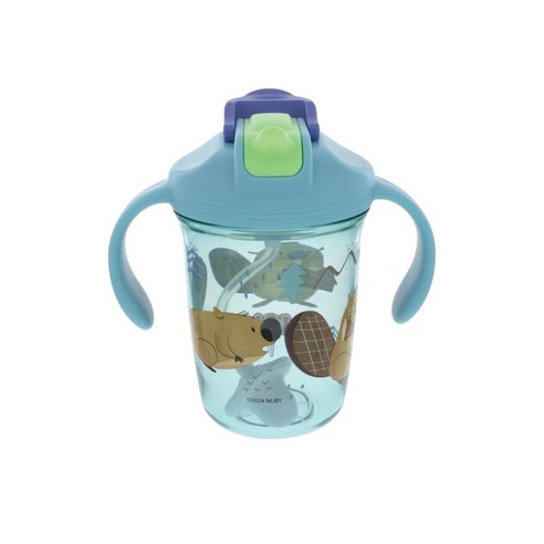 누비 2in1 아기 물병 겸 빨대컵 유아텀블러, 뚝딱비버, 1개, 240ml