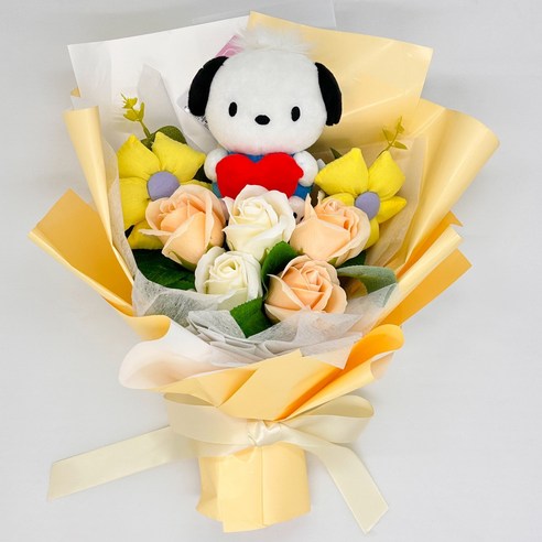 산리오 인형 꽃다발 졸업식 학예회 생일선물, 포차코-옐로우