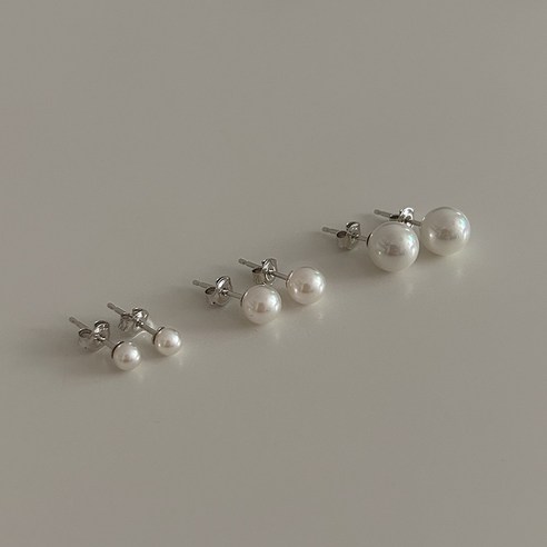 실버925 베이직 핵진주 은귀걸이(4/6/8mm 실버클러치포함)