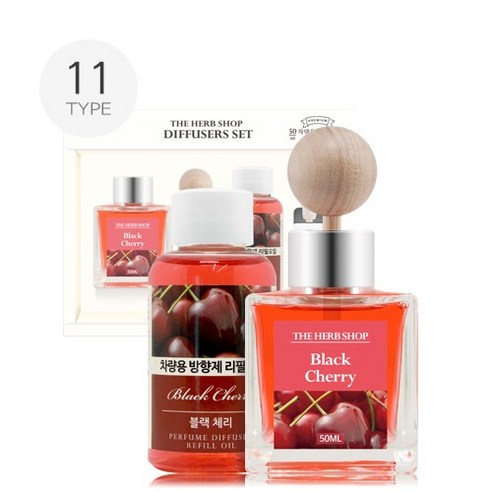 더허브샵 차량용 디퓨져 본품 50ml + 리필 50ml 선물세트, 클린코튼, 1세트