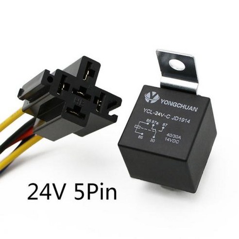 터미널 40A 릴레이 5pin 릴레이 자동차 24V 자동 5P 구리 릴레이 4P 릴레이 4pin 방수 블랙 12V 레드 소켓 자동차, 4) 24V 5P