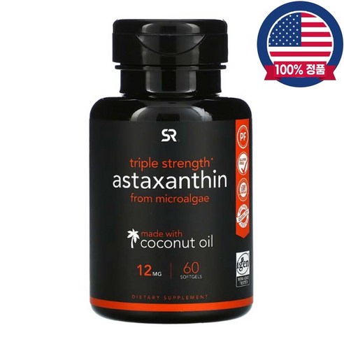 스포츠리서치 아스타잔틴 3배농축 Astaxanthin 12mg 60캡슐, 1개, 60정