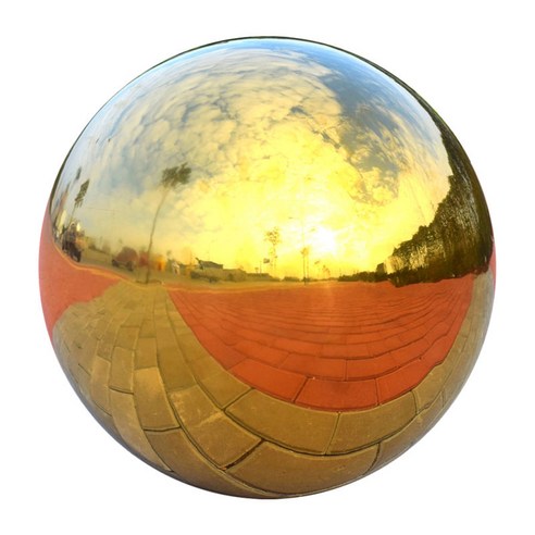 Ursmart 스테인레스 스틸 중공 GazingBall 거울 광택 반짝이 골드 구 홈 정원 장식, 76mm, 304 스테인레스 스틸, 황금