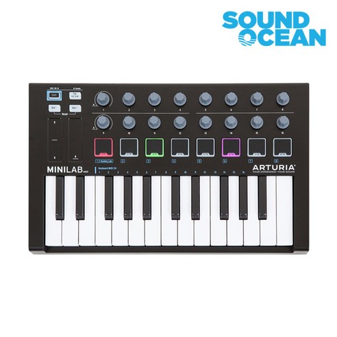 아투리아 MiniLab MK2 ARTURIA 미니랩 mkII 미니 미디 컨트롤 마스터 키보드 건반, Black, 1개