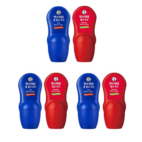 멘소래담 쿨 롤온 로션 파스 50ml + 핫 롤온 로션 파스 50ml, 3개