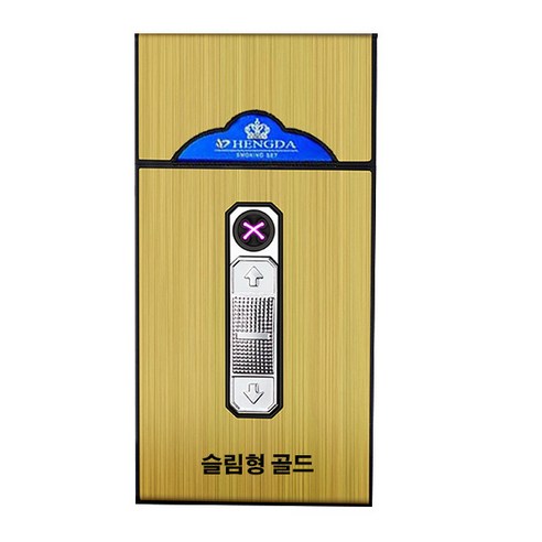 담배케이스 플라즈마 라이터 아크 일체형 신형 충전 지포 고급라이터, 담배케이스플라즈마라이터슬림형-골드, 1개
