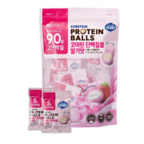 종근당건강 코어틴 단백질볼 딸기맛 18p, 360g, 2개