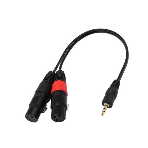 3.5mm(미니) 1/8" TRS 스테레오 남성 - 2 포트 듀얼 XLR 여성 어댑터 케이블 코드 iPhone iPad 또는 3.5mm 오디오 출력을, 설명, 블랙, 설명
