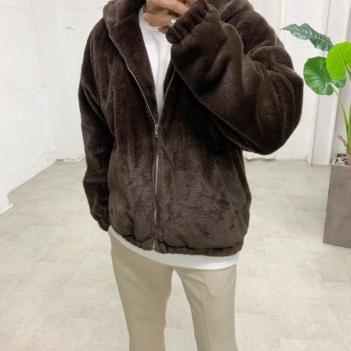 스트릿제이 누빔 밍크 후드집업