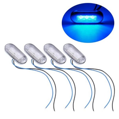 방수 해양 트럭 요트 조명 보트 계단 데크 스턴 Transom 표시 등 신호등 12V 3 LED 4Pcs, [02] Blue light, 02 Blue light