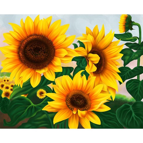 호우맘 액자 캔버스형 보석십자수 DIY 키트 40 x 50 cm, 1개, HM-107 해바라기 향연