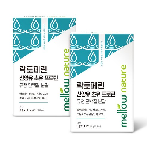 락토페린 산양유 초유 프로틴 유청 단백질 분말 스틱, 90g, 2개