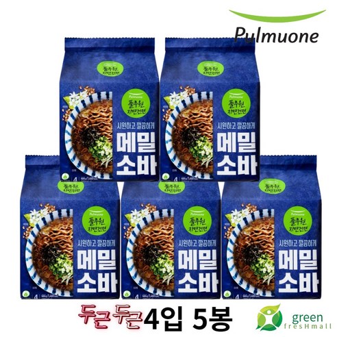 풀무원 탱글 메밀소바 494g, 5개, 464g