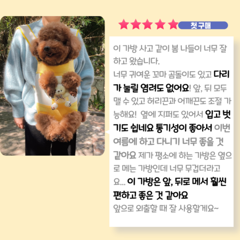 푸르픽 강아지 앞포대기 앞가방 기내용 고양이 이동장 이동가방 슬링백 산책 봄 가을, 1개