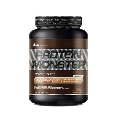 BUP 프로틴몬스터 초코맛 헬스보충제 단백질보충제, 6개, 1000g