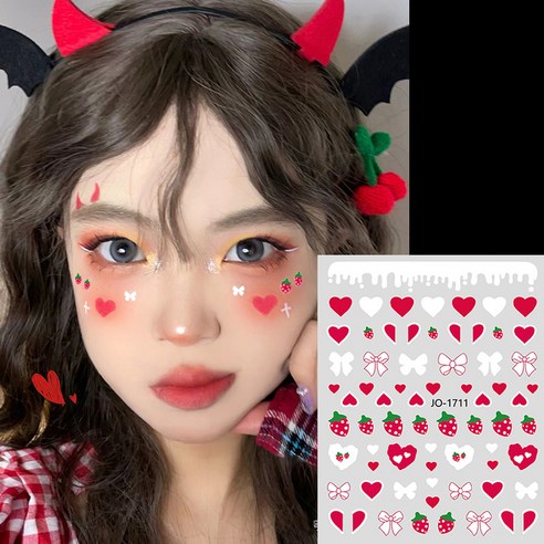 걸스코코 페이스 쥬얼리 스티커 바디스티커 페스티벌 큐빅스티커 메이크업스티커 파티 타투 보석 패션스티커, 68번