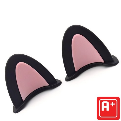 귀여운 동물 고양이 귀 헬멧 부착형 장식 레포츠용 선물용, 블랙+핑크