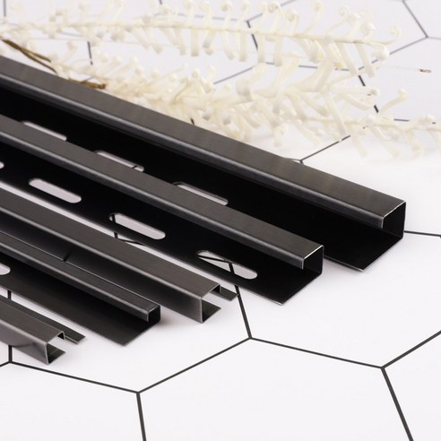 티타늄 블랙 헤어라인 사각 몰딩 6 8 10 12 15mm 재료 분리대 2.4M 코너 비드 – 8mm 단품