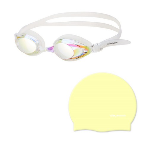 피닉스 미러수경 PN-702M + 실리콘 수모 솔리드형 SET, PN-702M_클리어 + 솔리드형_레몬