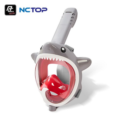 NCTOP 어린이 스노쿨링마스크 물총 상어 귀여운 동물 캐릭터 KC인증, 물총상어 그레이 (버클형)