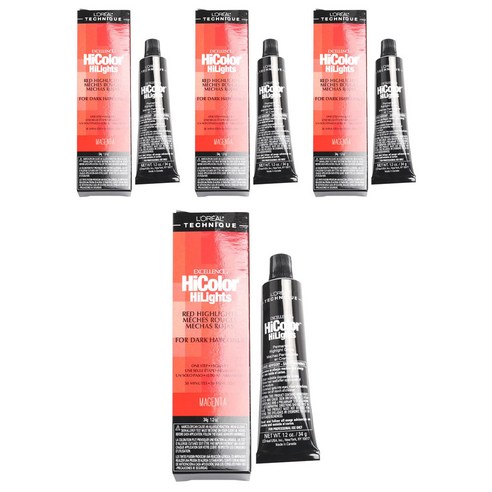 로레알 L''Oreal 하이컬러 레드 하이라이트 포 다크 헤어 온리 34g, Magenta, 4개