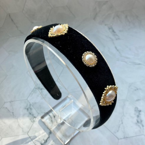 제니머리띠 모란코 벨벳 진주 보석 큐빅 머리띠 왕관 엔틱 헤어 머리띠 Best Top5