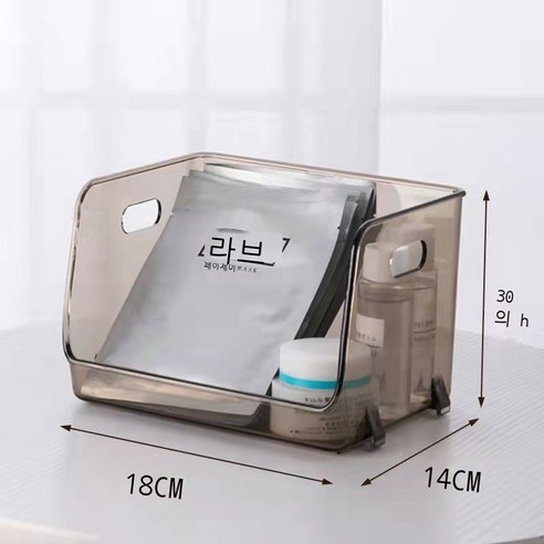 마스크팩 수납함 바탕 화면 화장품 먼지 방지 투명 정리 박스 스킨케어 화장품 욕실 선반 기숙사 뚜껑, 다갈색 트럼펫