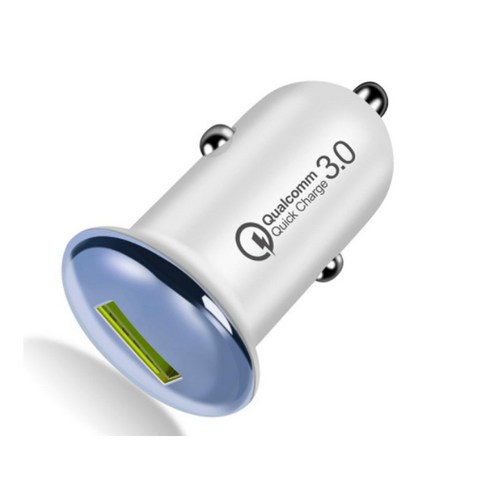 Usb 자동차 충전기 qc3.0 단일 포트 자동차 충전기, 화이트 블루