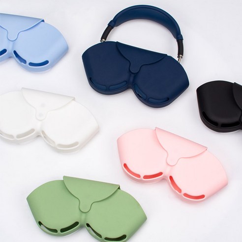 에어팟맥스 마그네틱 단추 파스텔 컬러 실리콘 보호케이스 AirPods MAX 애플 헤드셋 보관 보호 휴대파우치, 실리콘커버케이스, 스카이