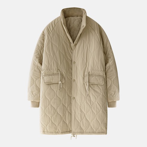 오나크 프리미엄 남자 오버핏 퀼팅 롱패딩 시보리 소매 코트 자켓은 겨울용으로 디자인된 남성용 의류입니다.
