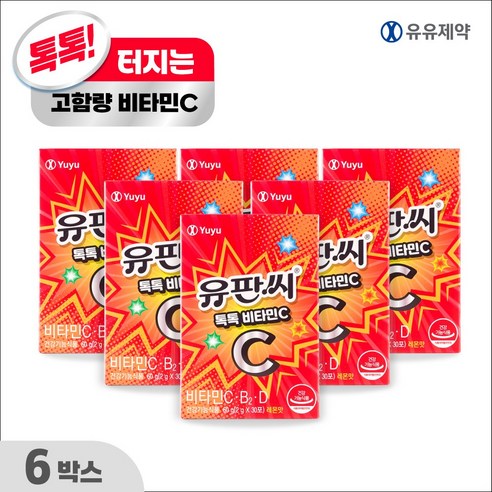 유유제약 유판씨 톡톡 영국산 분말 비타민C 스틱 레몬맛, 6박스, 30회분