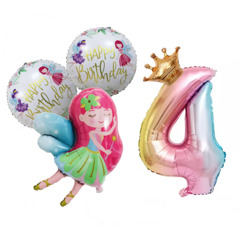 파파 파티 생일파티 숫자 풍선 세트, 2세트, 요정 4