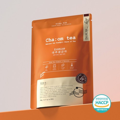 차옴티 대추생강차 생분해 삼각티백, 2개, 20개입, 1.5g