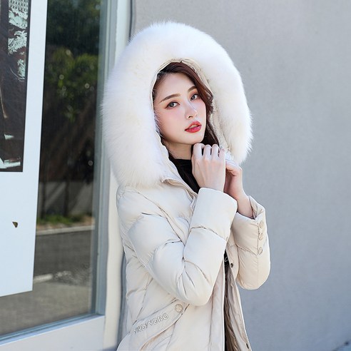 겨울 중간 길이 캐주얼 화이트 오리 자켓 슬리밍 한국어 스타일 두꺼운 패션 요정 기질 자켓