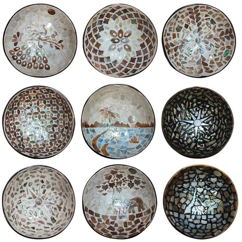 크리 에이 티브 다채로운 코코넛 그릇 천연 수공예 장식 코코넛 그릇 키 견과류 잡화 쥬얼리 스토리지, 1245-F-1
