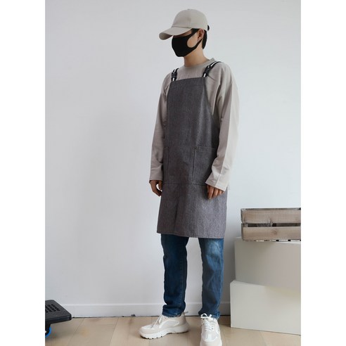 Emmalu 데님 방수 앞치마, 그레이, 1개