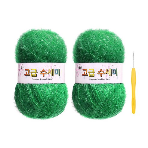 울클럽 별꽃수세미 DIY 고급수세미실 80g 2볼 + 코바늘 6호 (동영상제공), 190브라이트그린